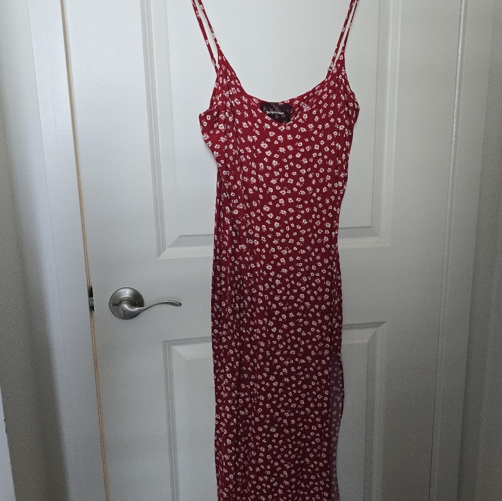 Reformation Red Floral Midi Slip Dress